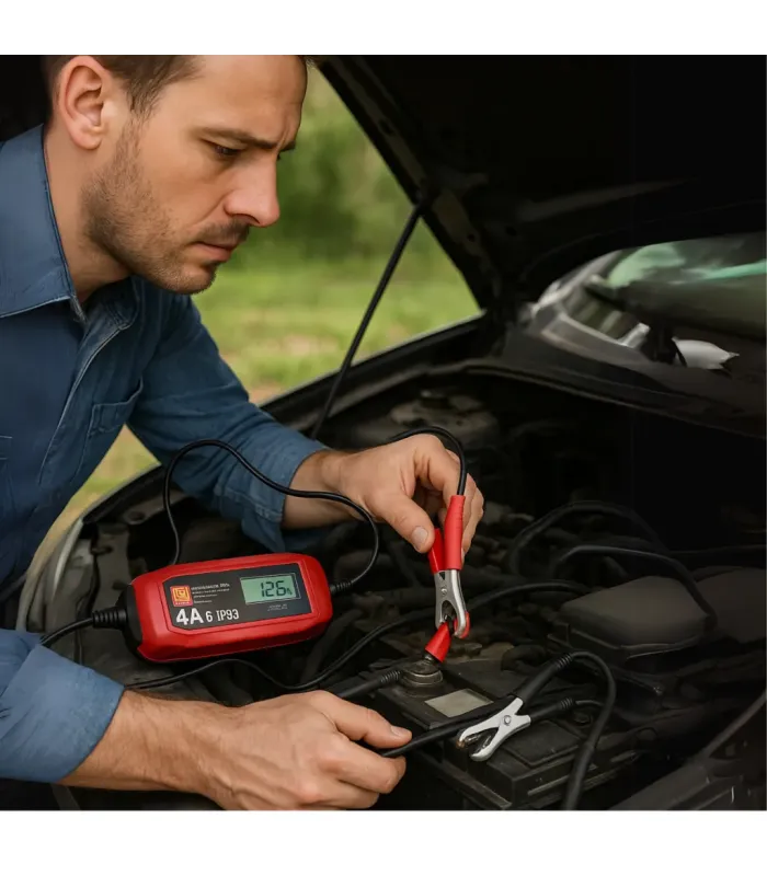 PROSTOWNIK SAMOCHODOWY AUTOMATYCZNY Z LCD - 6V/12V 4A TUV GS