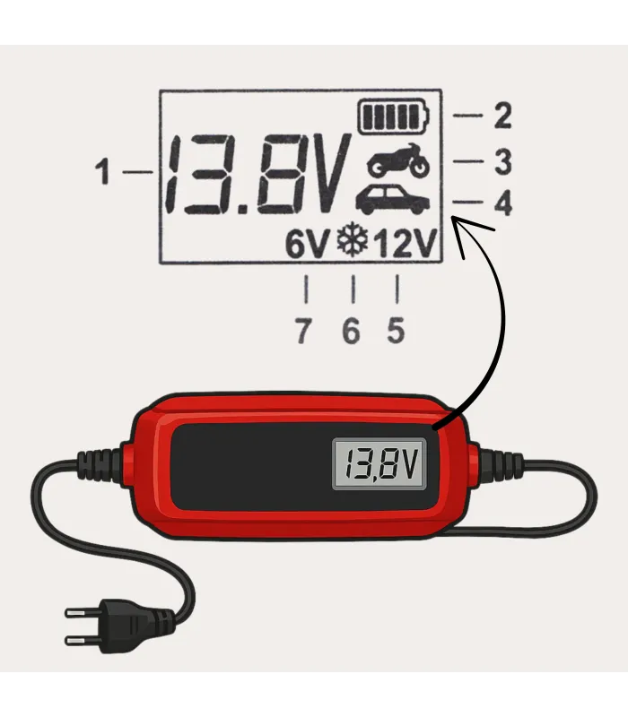 PROSTOWNIK SAMOCHODOWY AUTOMATYCZNY Z LCD - 6V/12V 4A TUV GS