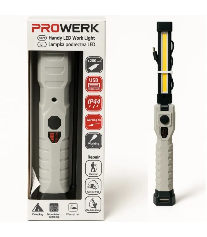 LATARKA WARSZTATOWA LATARKI LED LAMPA WARSZTATOWA 400 lm IP44 2400mAh