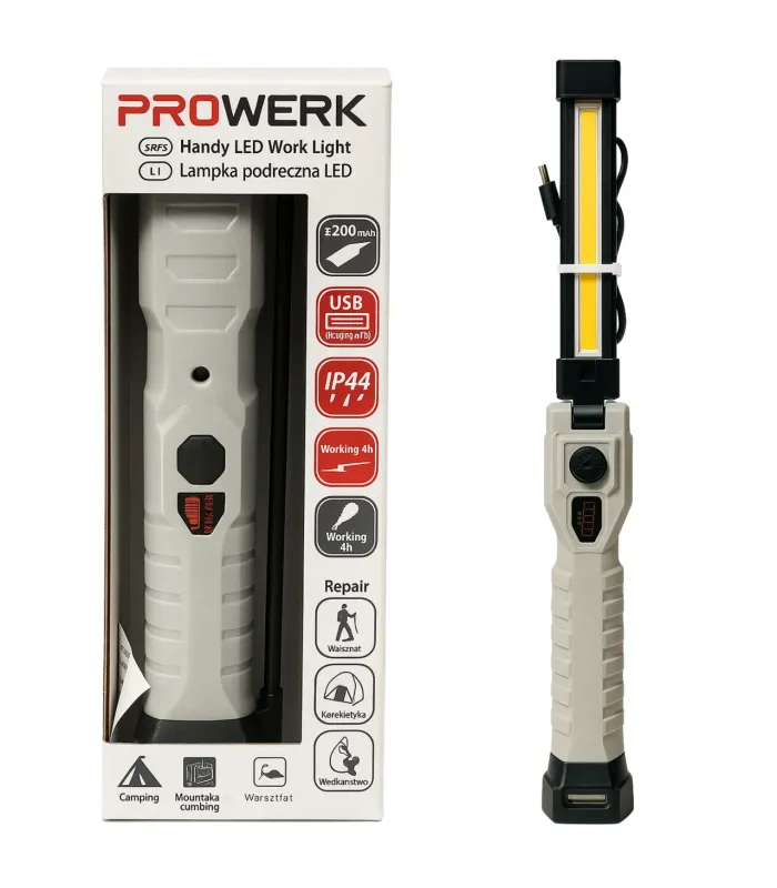 LATARKA WARSZTATOWA LATARKI LED LAMPA WARSZTATOWA 400 lm IP44 2400mAh