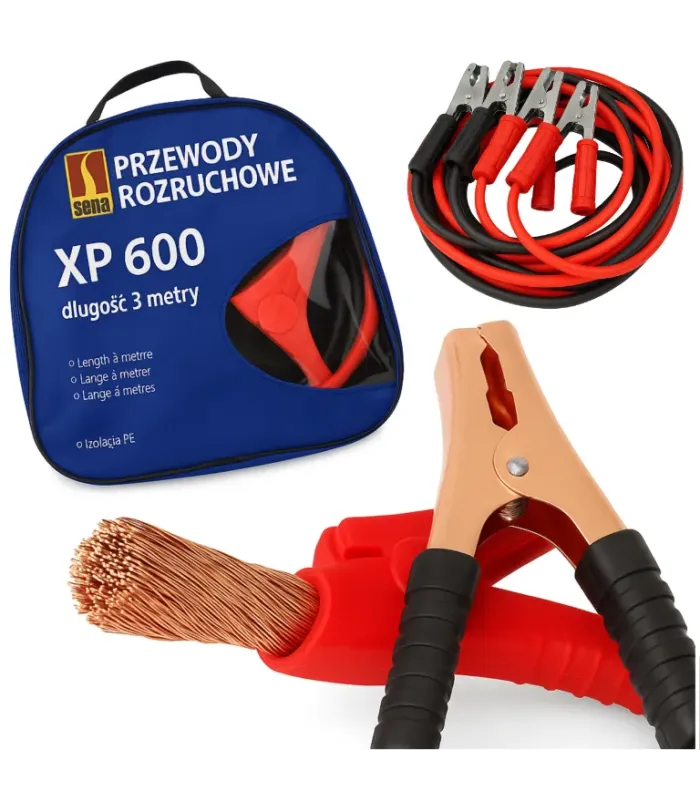 KABLE ROZRUCHOWE PRZEWODY SAMOCHODOWE DO AKUMULATORA - 600A 3M